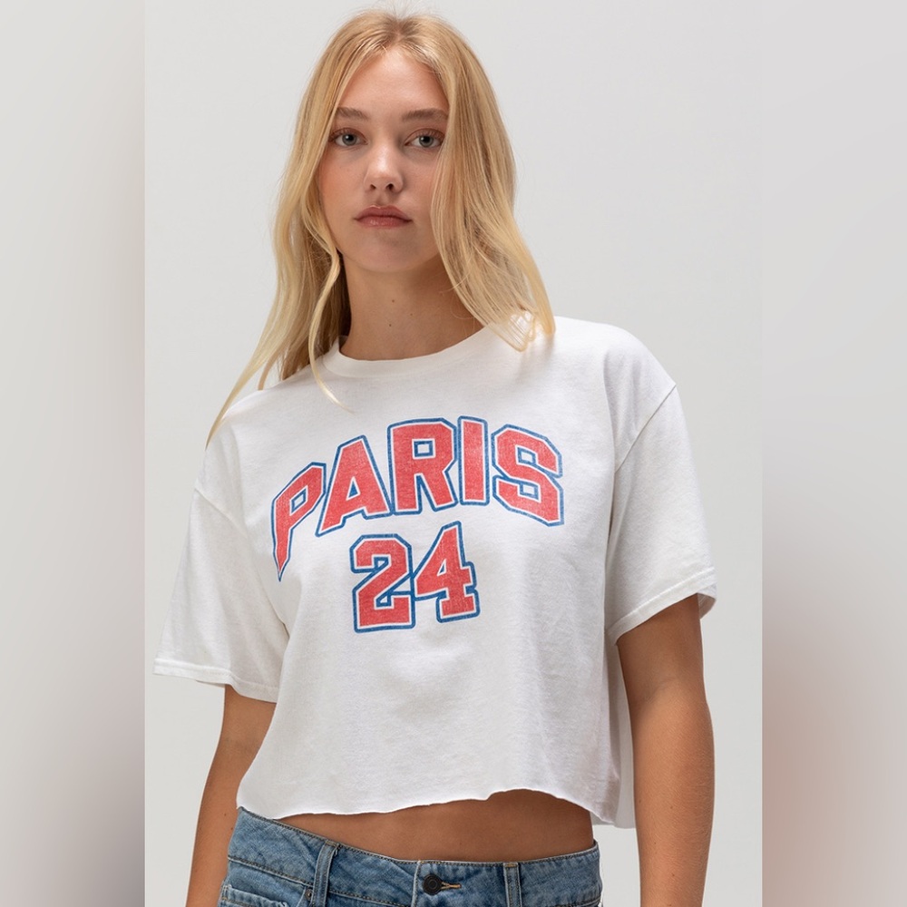 RSQ Womens Paris Olympics 24 Crop Tee